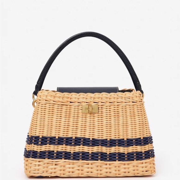 J. McLaughlin Handbags - Faith Wicker Handbag - Color Natural/Navy